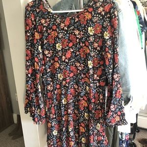 Bell-sleeve Floral Dress